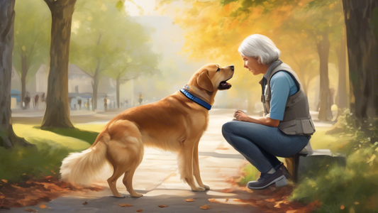 Create an image depicting a serene, supportive scene where a person with a calm, appreciative expression is accompanied by a well-behaved psychiatric assistance dog. The dog is attentively engaged wit