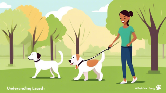 Create an illustration titled Understanding the Slip Leash: A Guide for Pet Owners. The image should feature a friendly pet trainer demonstrating the proper use of a slip leash with a happy, well-beha