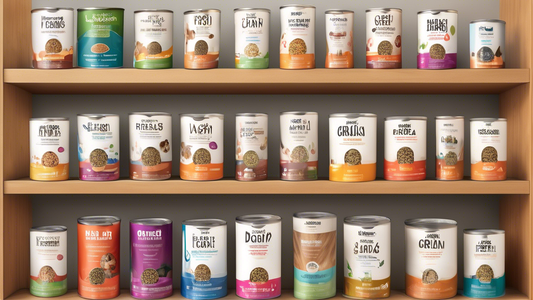 Create an image featuring a variety of high-quality small breed dog food options displayed in an appealing and organized manner. Include different types of food such as dry kibble, wet food cans, and