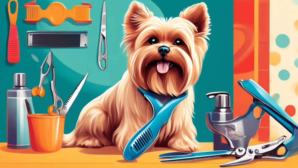 Create a vibrant, detailed image of a well-groomed dog, showcasing shiny, perfectly trimmed fur, sitting happily next to a set of high-quality dog clippers with the PetSmart logo in the background. Th