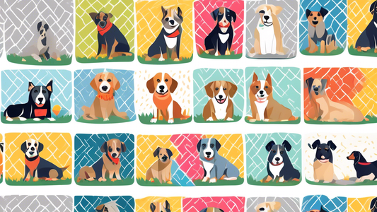 Create an image showcasing a variety of stylish, cozy, and waterproof dog blankets in different colors and patterns. Include happy, dry dogs of various breeds lounging comfortably on these blankets in