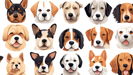 Create a detailed, informative illustration that showcases a variety of dog breeds wearing different types of well-fitted muzzles. The image should include labels and brief descriptions of each muzzle