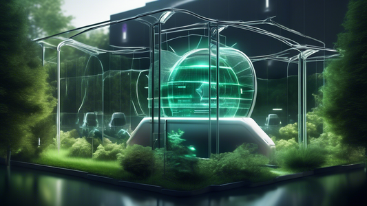 Create a hyper-detailed image of a futuristic and high-tech security fence known as the Halo Smart Fence. The fence should feature integrated advanced technology such as cameras, lasers, and sensors. 