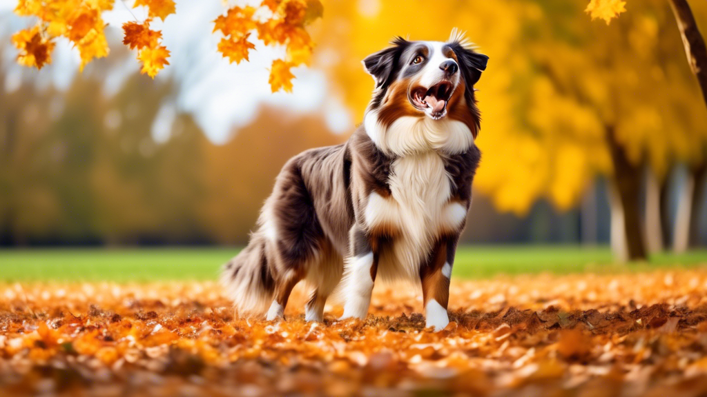 An energetic Australian Shepherd in a beautiful outdoor park, engaging in a structured training session with its owner. The owner uses positive reinforcement techniques and holds a clicker and treats,