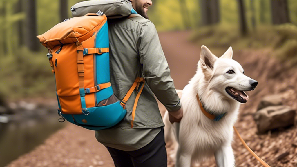 Create an image of a happy, adventurous dog being carried in a stylish and sturdy Kurgo G-Train K9 backpack. The scene should be set in a picturesque natural setting, such as a mountain trail or fores