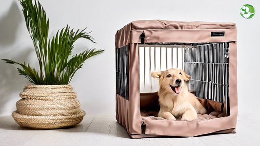 Create a detailed image of various indestructible soft dog crates in a pet-friendly environment. Each crate should be shown with unique, durable materials and thoughtful design features. There should 