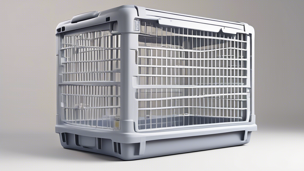 A detailed and informative illustration of various XL plastic dog crates, featuring different designs and functionalities. The image should display the crates in a well-lit room with a friendly, welco