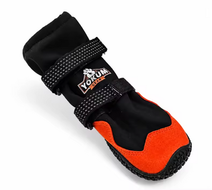 Single Yokum Gear Dog Boot with reflective strap details, side view